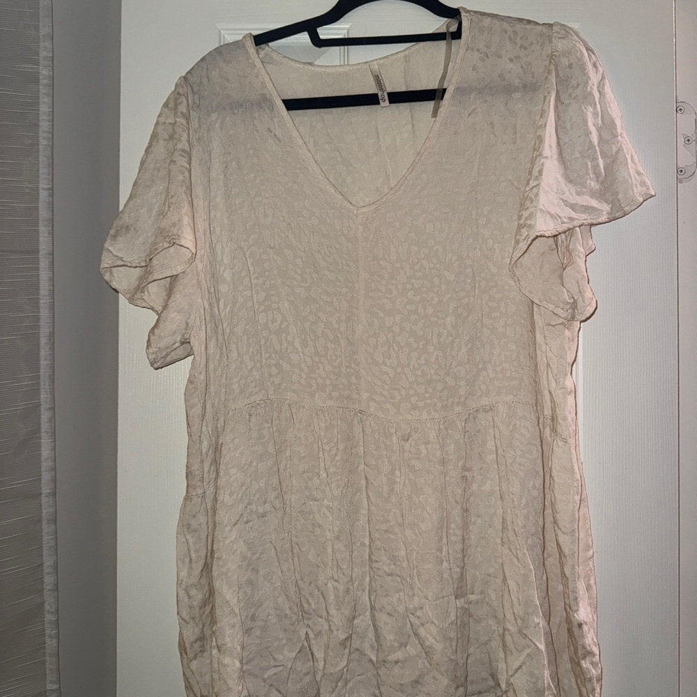Mittoshop Cream Textured V-Neck Blouse